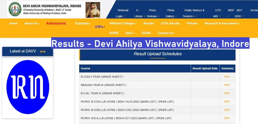 davv ba 1st year result