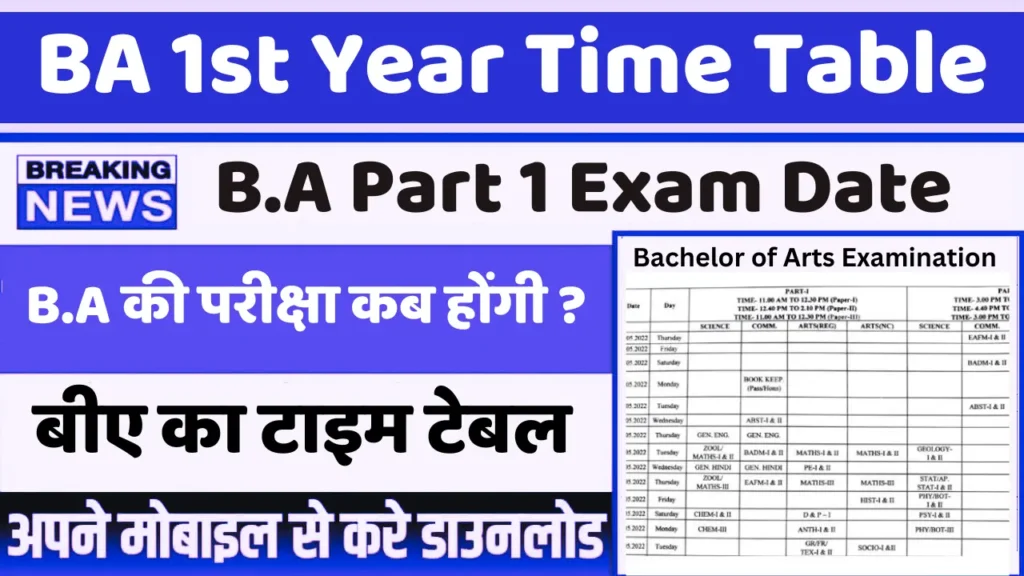 ba 1st year time table