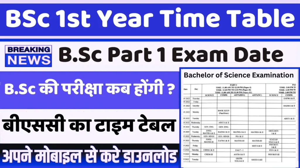 bsc 1st year time table