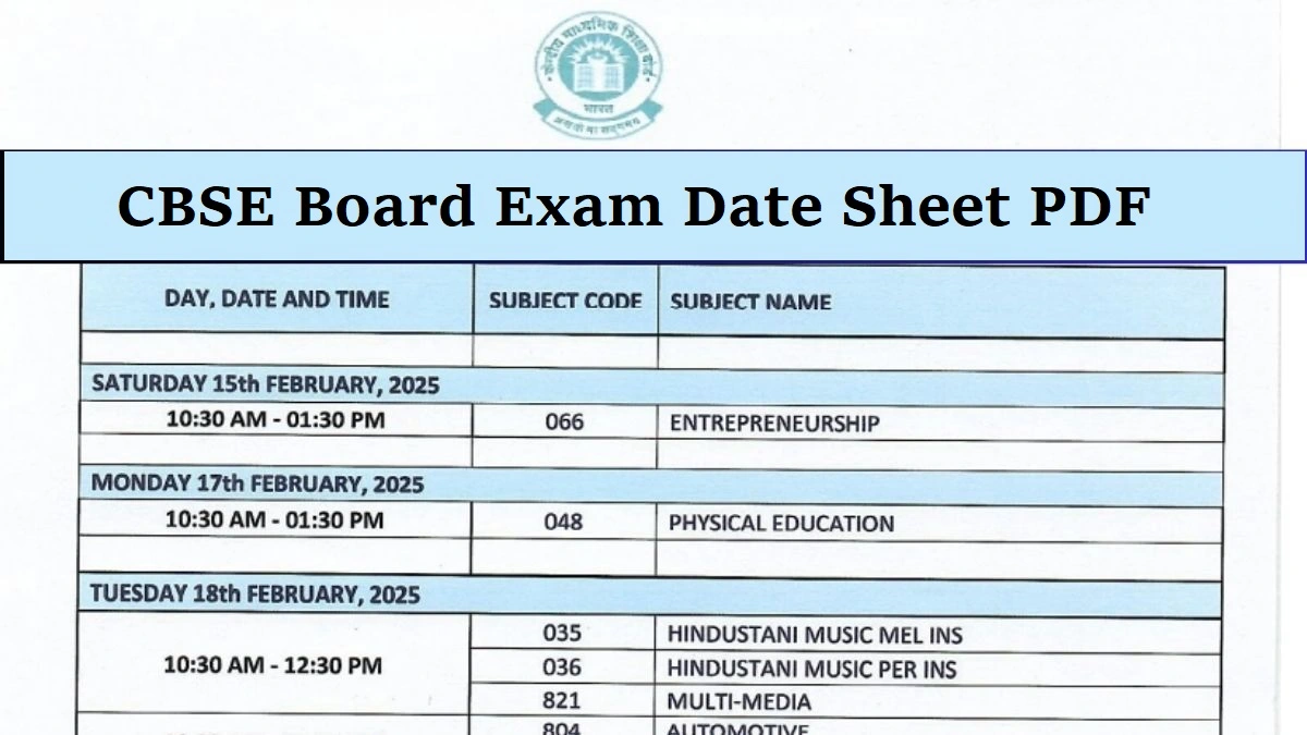 cbse board exam date sheet